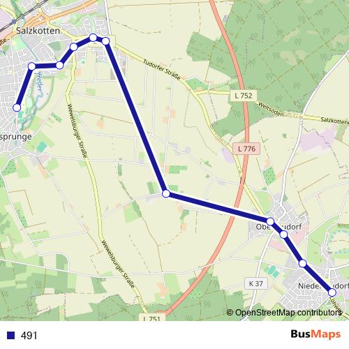 491 bus Line Map