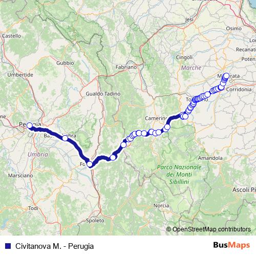 Civitanova M. - Perugia bus Line Map