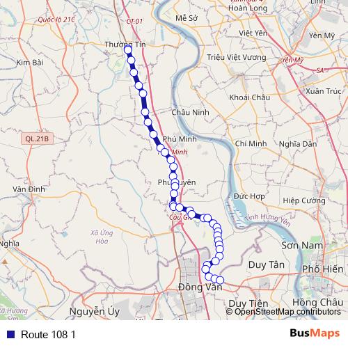 Route 108 1 bus Line Map