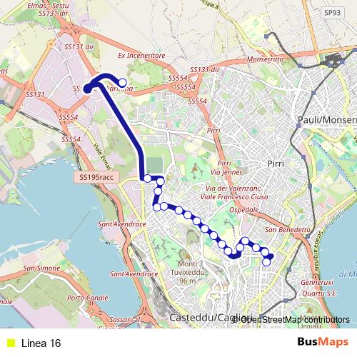 Linea 16 bus Line Map
