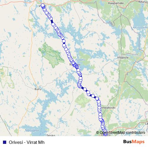 Orivesi - Virrat Mh bus Line Map