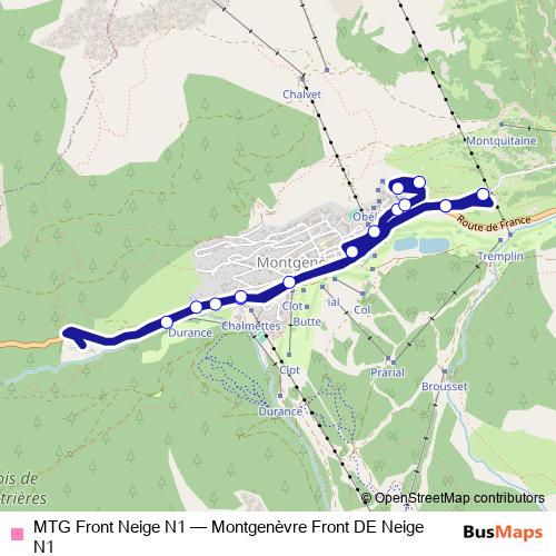 MTG Front Neige N1 bus Line Map