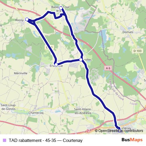 TAD rabattement - 45-35 bus Line Map