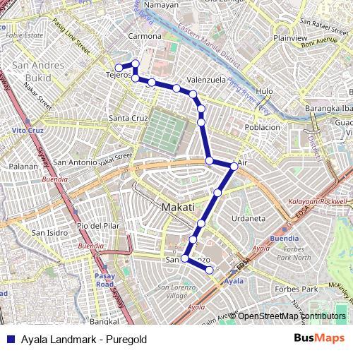 Ayala Landmark - Puregold bus Line Map