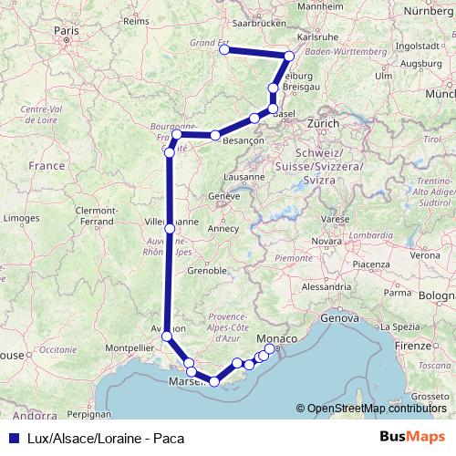 Lux/Alsace/Loraine - Paca rail Line Map