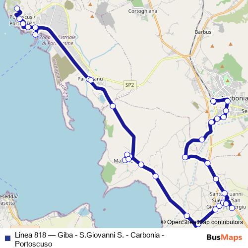 Linea 818 bus Line Map