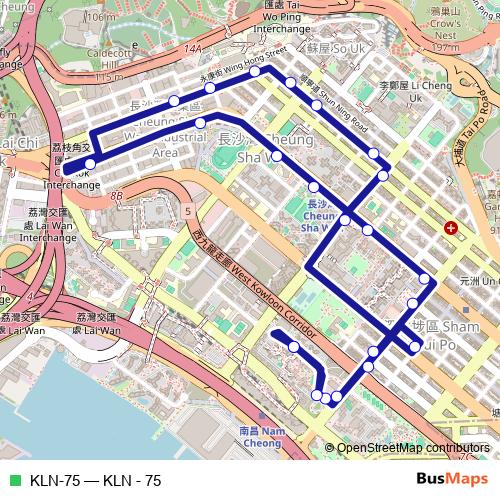 KLN-75 bus Line Map