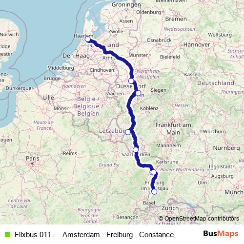 Flixbus 011 bus Line Map