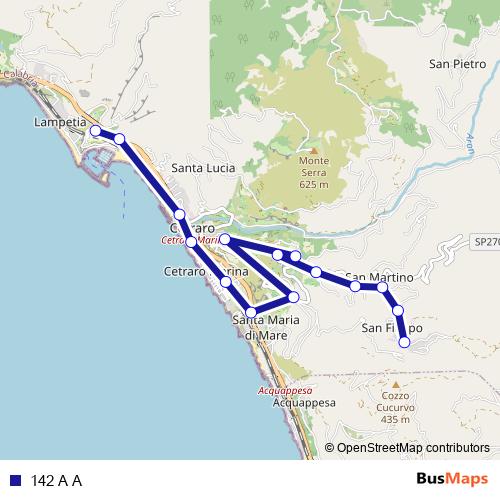 142 A A bus Line Map