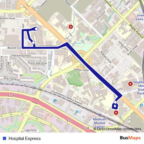 Hospital Express bus Line Map
