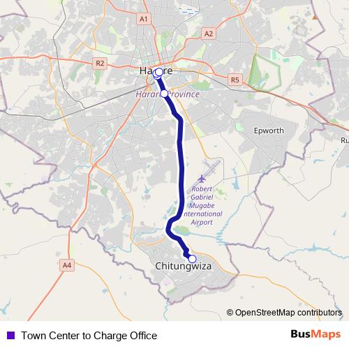 Town Center to Charge Office bus Line Map