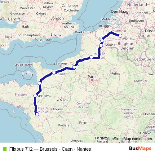 Flixbus 712 bus Line Map