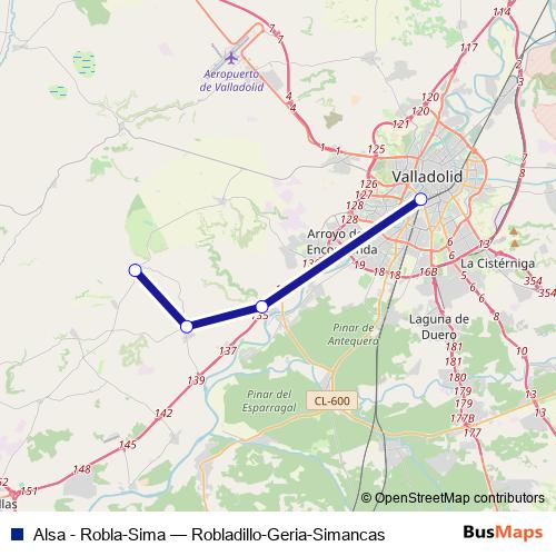 Alsa - Robla-Sima bus Line Map