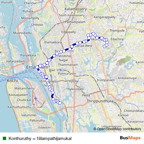 Konthuruthy ↔ Nilampathijamukal bus Line Map