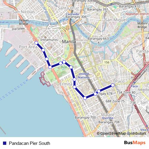 Pandacan Pier South bus Line Map