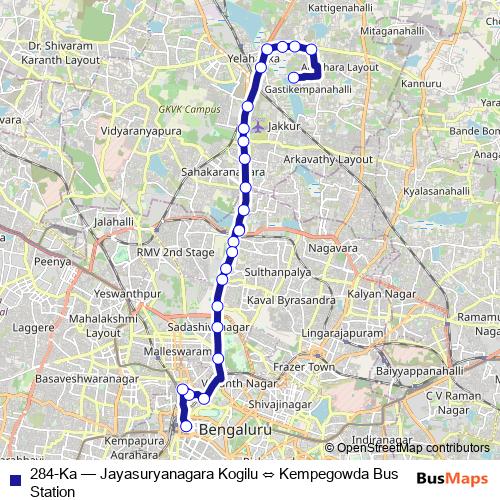 284-Ka bus Line Map