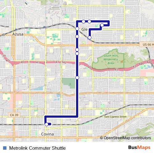 Metrolink Commuter Shuttle bus Line Map