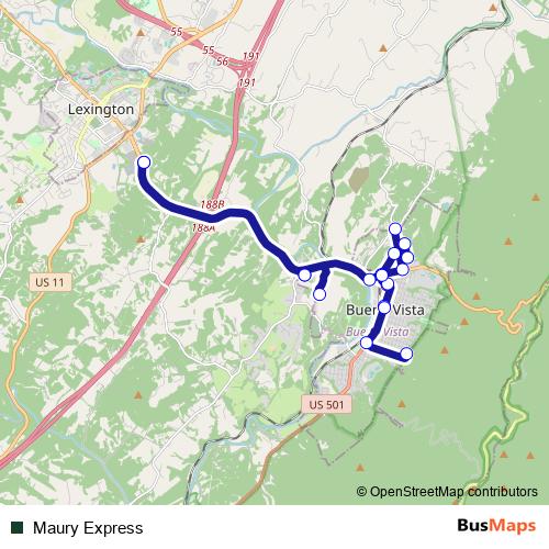 Maury Express bus Line Map