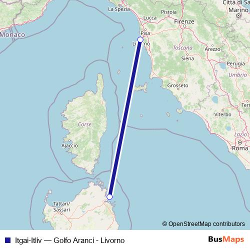 Itgai-Itliv ferry Line Map