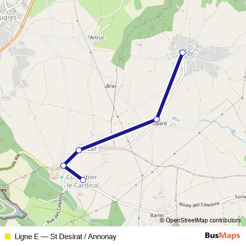 Ligne E bus Line Map