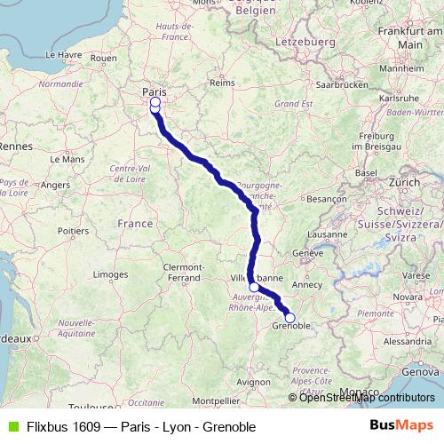 Flixbus 1609 bus Line Map