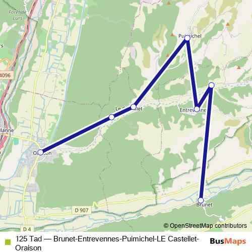 125 Tad bus Line Map