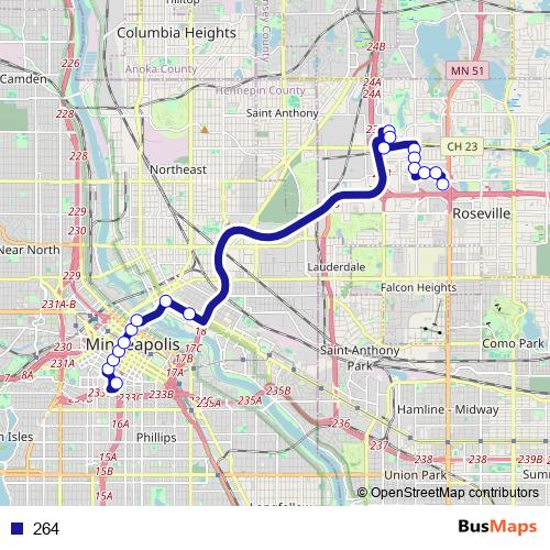 264 bus Line Map