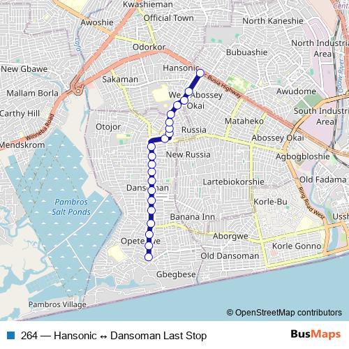 264 bus Line Map