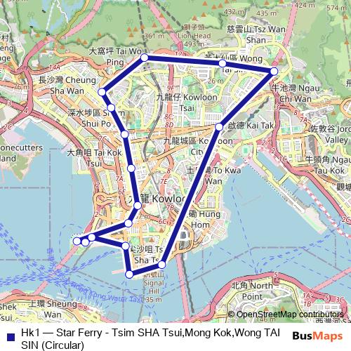 Hk1 bus Line Map