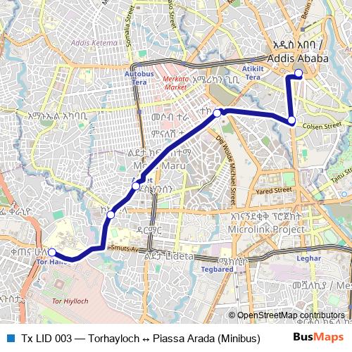 Tx LID 003 bus Line Map