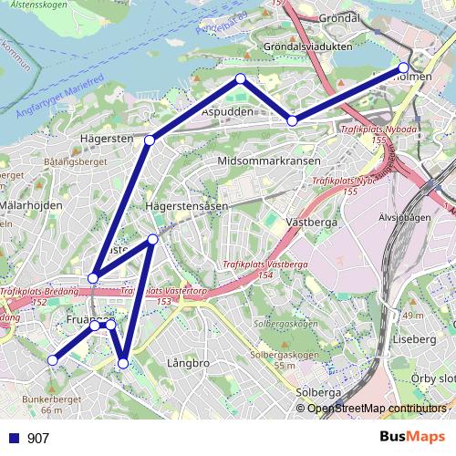 907 bus Line Map