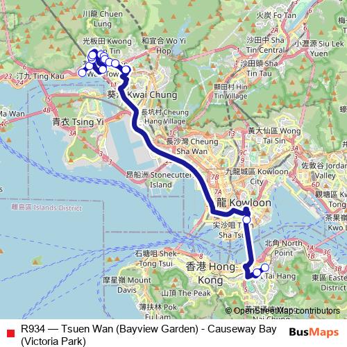 R934 bus Line Map