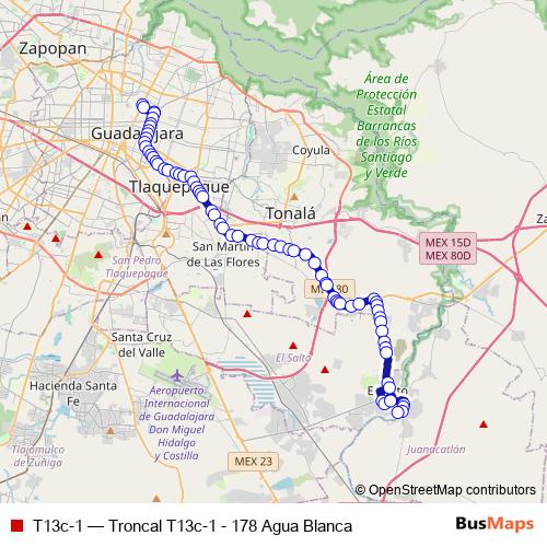 T13c-1 bus Line Map