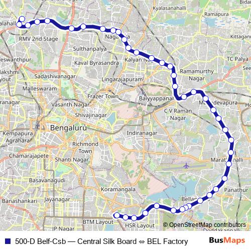 500-D Belf-Csb bus Line Map