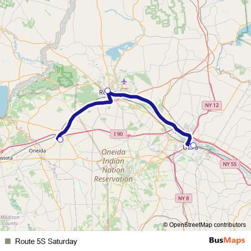 Route 5S Saturday bus Line Map