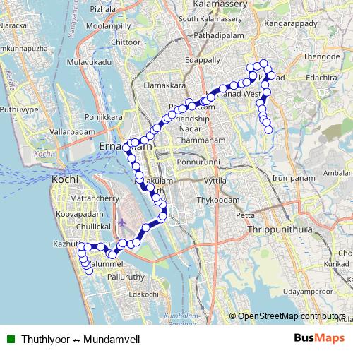 Thuthiyoor ↔ Mundamveli bus Line Map