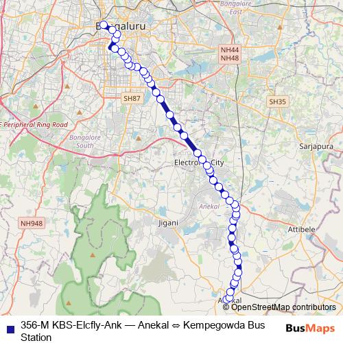 356-M KBS-Elcfly-Ank bus Line Map