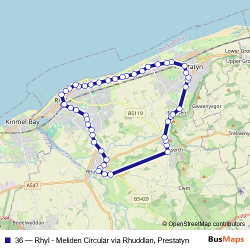 36 bus Line Map