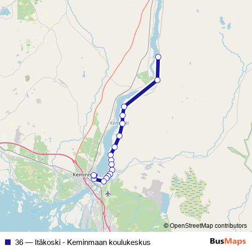 36 bus Line Map