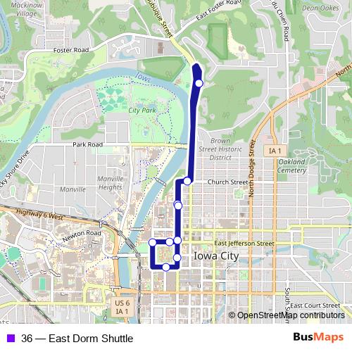 36 bus Line Map