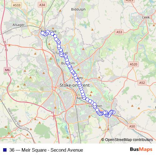 36 bus Line Map