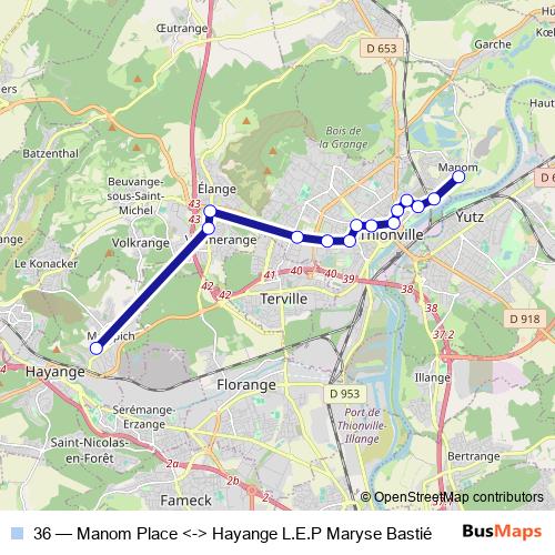 36 bus Line Map