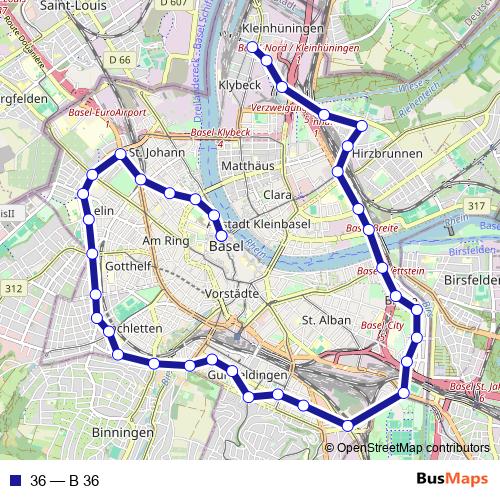 36 bus Line Map