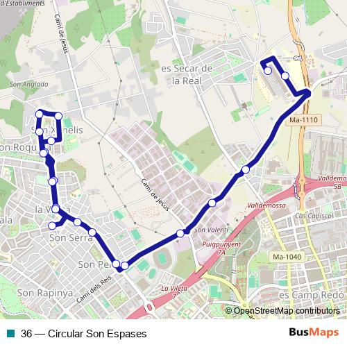 36 bus Line Map
