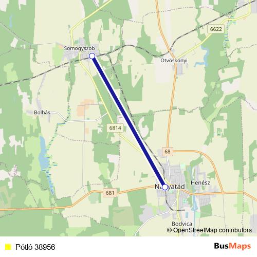 Pótló 38956 bus Line Map