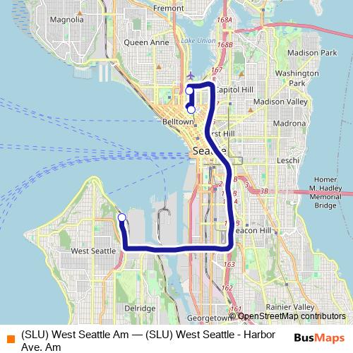 (SLU) West Seattle Am bus Line Map