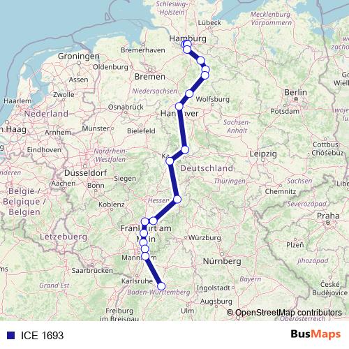 ICE 1693 rail Line Map