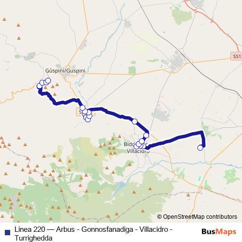 Linea 220 bus Line Map