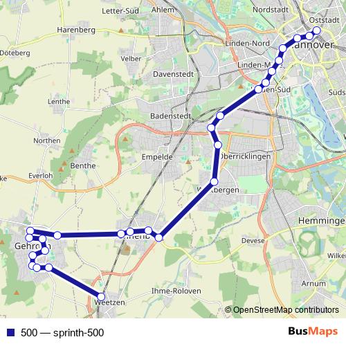 500 bus Line Map