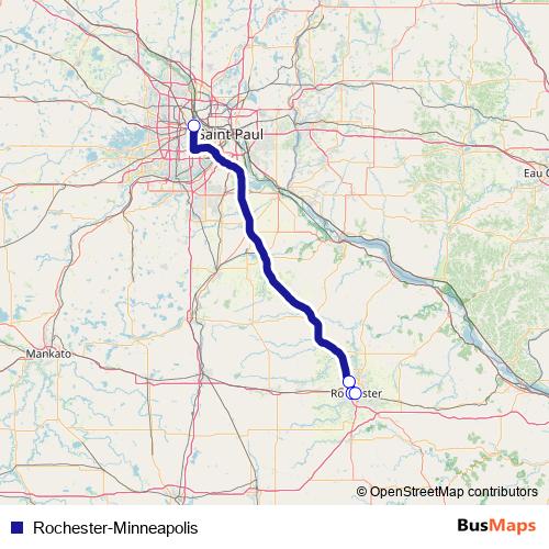Rochester-Minneapolis bus Line Map